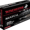 Winchester Competition Match .223 Remington 69 grain Boat Tail Hollow Point (BTHP) Brass Centerfire Rifle Ammunition 500 RDS